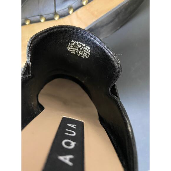 WINTER SEASON BOHO Vintage Black Block Heels Leather Tan Platform SHOES Size 6 - Picture 5 of 5